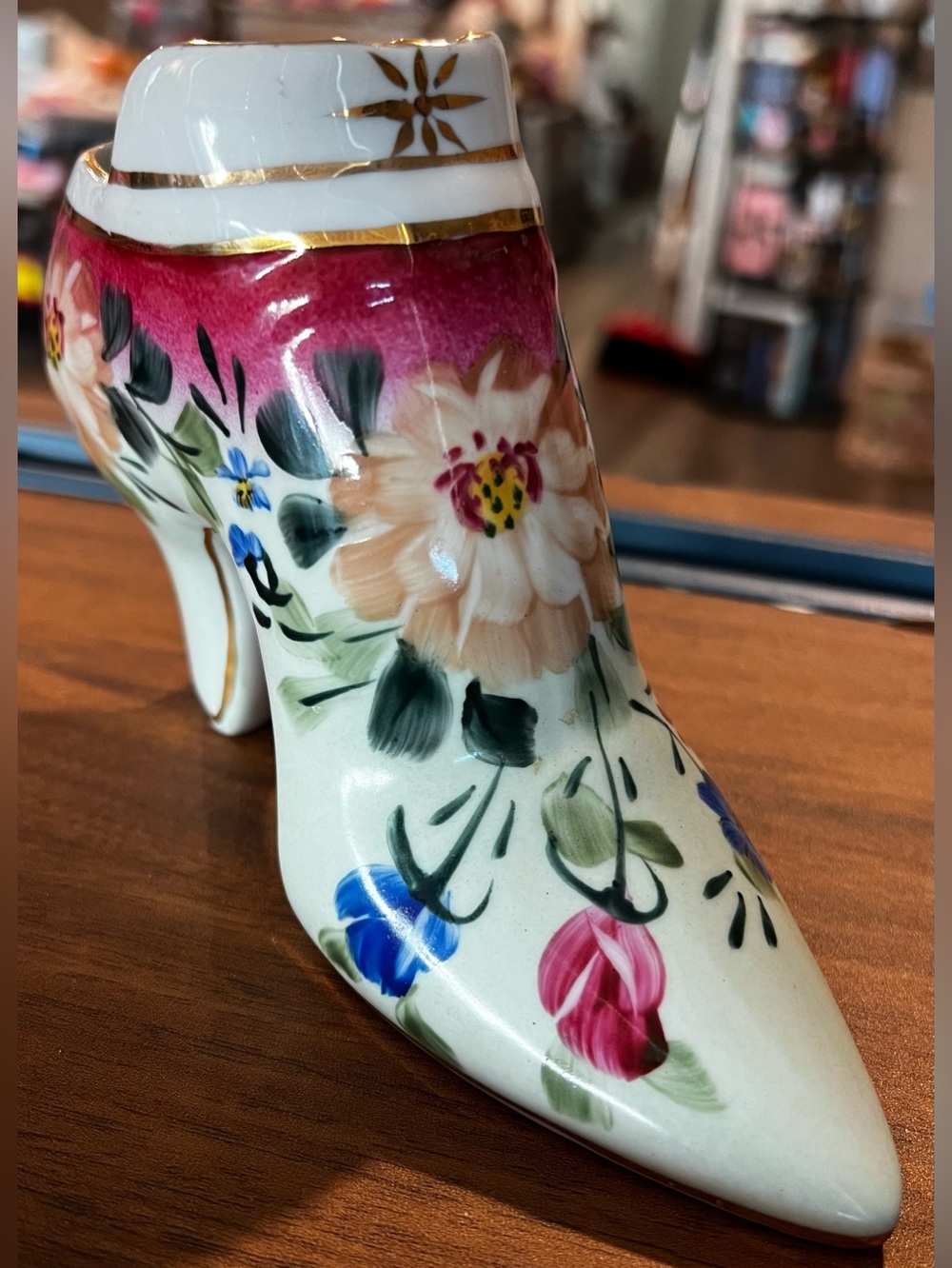 VTG Hand-painted Porcelain Victorian Floral Boot Shoe Formalities by Baum Bros